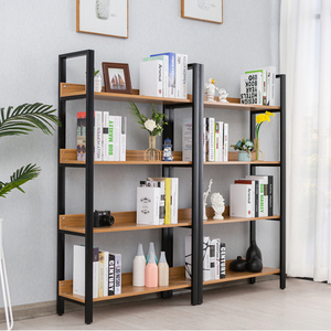 Bibliothèque japonaise rustique, 5 <span class=keywords><strong>étagère</strong></span>s de rangement sur pied, accessoire industriel aspect métallique - Product Image 3