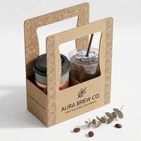 Support de tasse en papier avec insert de plateau et manchon pour boissons à emporter (café, thé, boissons, fleurs, snacks, biscuits, pâtisseries) - Vente chaude