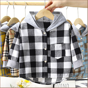 התאמה אישית פס השבור פס כפתור ארוך שרוול ארוך סתיו בנים בנים קפוצ 'ונים - Product Image 3