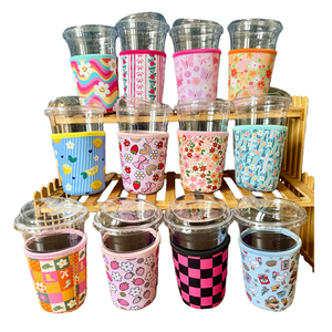 Custom Neoprene Iced Coffee Cup Sleeve Insulation <strong>Cooler</strong> <strong>Bag</strong> with Logo for <strong>Bottle</strong> or Wine Reusable Cup Sleeve - Product Image 1