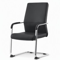 Fauteuil d'invité élégant Sleek Sled Cantilever à dossier haut, en cuir PU rembourré, accoudoirs chromés, pour réception et conférence, modèle 2217
