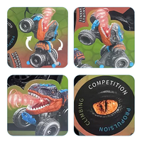 Coche de Acrobacias RC de Dinosaurio Personalizado con Pulverizador, Movimiento de Cabeza, Derrape, Giro, Luz y Música - Plástico Ecológico, Eléctrico para Niños, Listo para Usar, 10-20m