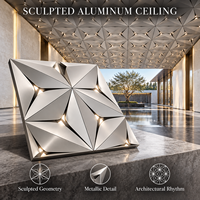 Panneaux de plafond en aluminium sculpté 3D compatibles avec les luminaires encastrés, motif géométrique, plafond métallique pour hall de luxe