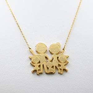 Collier de pendentifs à breloques familiales en acier inoxydable plaqué or 18 carats personnalisé Pendentif de chien en zircon de style classique pour mauvaise maman garçon fille - Product Image 2