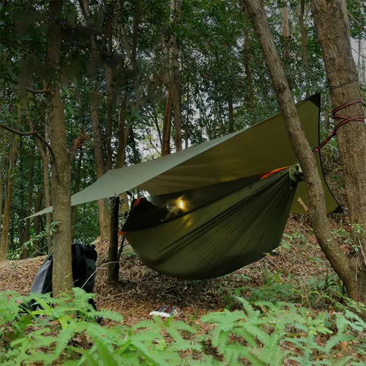Tempat tidur gantung berkemah luar ruangan, tempat tidur gantung nilon ringan portabel untuk Backpacking, perjalanan, mendaki gunung, tenda Kemah