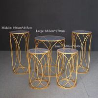 Nouvel Arrivage : Support à Gâteau et Présentoir à Fleurs pour Mariage, 5 Pièces, en Métal Doré, Style Vintage Moderne, Certifié BIS, pour Table à Desserts et Zone d'Accueil