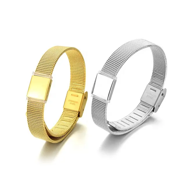 Yiwu Aceon Velle Stainless Steel Unique Watch Adjust Closure Mesh Band Personalized Gift Short Rectangle Spacer Bracelet