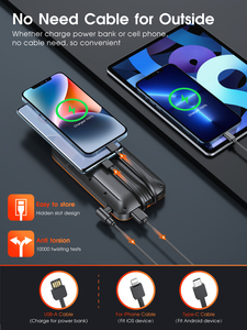<span class=keywords><strong>Batterie</strong></span> <span class=keywords><strong>Externe</strong></span> Solaire 20000mAh Étanche Nouveaux Produits 2026 Charge Rapide Câble Intégré Portable pour Extérieur - Product Image 3