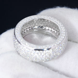 Anillo de Eternidad de Lujo para Hombre, Chapado en Oro Blanco sobre Plata de Ley 925, con Moissanita Certificada GRA, Totalmente Cubierto de Piedras, Venta al por Mayor - Product Image 2