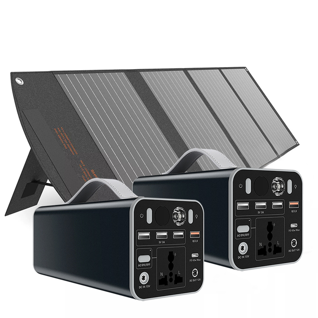 54600mAh Capacity Portable Lithium Ion Battery Solar Rechargeable Power Station USB DC AC Type C Output Support Solar Charging