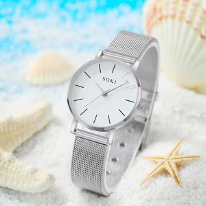 Montre à quartz simple pour femmes à la mode, montre en acier et bracelet de luxe ensemble - Product Image 3