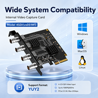 Tarjeta de Captura de Video SDI Interna PCIe de 4 Canales, 1080P*60Hz, Formato YUY2, Ancho de Banda de 20Gbps para Uso Industrial en Windows, Mac y Linux