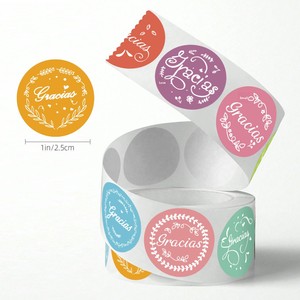 Pegatinas de Agradecimiento Florales Multicolores, 500 Unidades por Rollo, con Adhesivo Fuerte para Empaques de Panadería y Café - Product Image 1