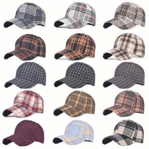 Nouvelle Collection Automne Hiver 2025 – Casquette de Baseball Tendance Classique Britannique en Tweed à Carreaux 24 Couleurs pour Femme – Idéale pour Tenues Décontractées et Extérieures - Product Image 2