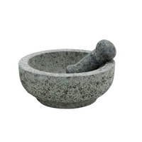 Pilon de mortier en pierre de granit fait à la main de style rétro précoce Outil d'activité parent-enfant créatif pour les herbes et épices à l'ail