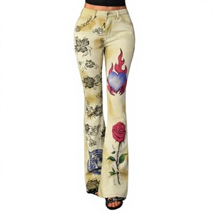 Jeans de Mujer Personalizados de Alta Calidad, Estampados, Corte Ajustado, Cintura Baja, Elásticos, Estilo Urbano - Product Image 6