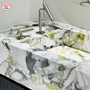 Plan de toilette en marbre naturel <span class=keywords><strong>Primavera</strong></span> poli avec lavabo intégré pour villas de luxe et hôtels – Plans de toilette sur mesure - Product Image 3