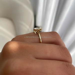 Igi/gia แล็บปลูกวินเทจ14K สีขาวทองแต่งงาน/หมั้นแหวน unisex เพชรของขวัญครบรอบปาร์ตี้กับลูกแพร์ตัดเพชร - Product Image 1