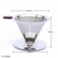 Filtre à café personnalisé en acier inoxydable 304, filtre conique réutilisable, filtre à café goutte à goutte de qualité alimentaire