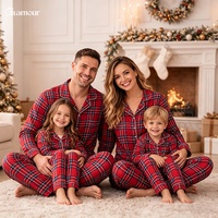 Pyjamas en coton personnalisés Glamour, bleu, rouge, blanc, à carreaux, unisexes, pyjamas de Noël, pyjamas assortis pour la famille, pyjamas de vacances