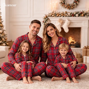 Glamour Custom Cotton <strong>Pajamas</strong> Blue Red White Plaid <strong>Unisex</strong> <strong>Christmas</strong> Pyjamas Matching Holiday Family <strong>Pajamas</strong> - Product Image 3