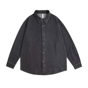 New Wholesale Custom Logo Streetwear Casual <b>Denim</b> <b>Shirt</b> 100% Cotton Vintage Washed Eco-Friendly Anti-Pilling Print - Product Image 6