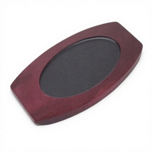 Plaque chauffante ovale élégante en fonte avec plateau en bois, plaque de cuisson antiadhésive pour service à chaud et présentation sur table - Product Image 4