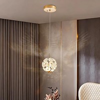 Lustre d'escalier moderne de luxe léger en or, réglable en hauteur, en cristal pissenlit, pour maisons duplex et villas, éclairage LED créatif