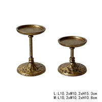 Porte-bougie en métal martelé doré antique, 2 tailles, plateau rond vintage, chandelier, décoration de table pour la maison et les mariages