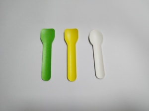 Cucchiaio Gelato Mini colorato usa e getta per Gelato testa quadrata piccolo cucchiaio di carta gialla - Product Image 2