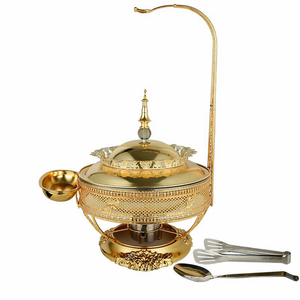 Nuevo 4L 6L 8L Acero inoxidable oro hotel restaurante calentador de <span class=keywords><strong>comida</strong></span> plato de frotamiento de gran capacidad para Catering Buffet fiesta boda - Product Image 2