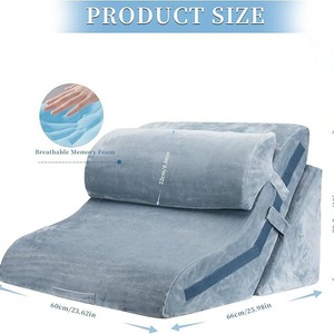 Chỉnh hình đầu giường 3-mảnh Bộ nhớ bọt tam giác nêm gối có thể điều chỉnh trở lại hỗ trợ chống bụi Mite tùy chỉnh cho axit - Product Image 6