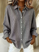 Chemise à carreaux à manches longues et col rabattu pour femme, polyvalente, quatre saisons, mode européenne et américaine