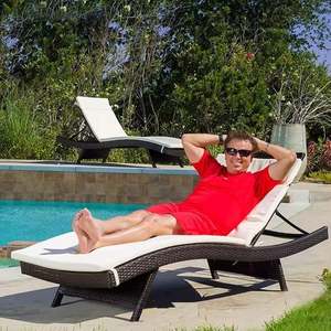 Chaise de plage pour piscine extérieure Chaise longue en rotin PE - Product Image 3