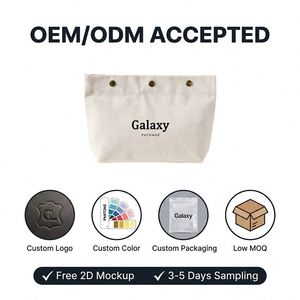 Customized Logo Eco-Friendly Reusable Canvas Snap <b>Bag</b> <b>Small</b> Foldable Lightweight <b>Travel</b> Makeup Storage for Daily Care Cosmetics - Product Image 2