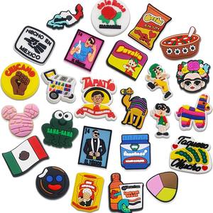 2023 atacado de borracha personalizado pvc mexicano colorido acessórios de decoração de sapatos alimentos bebida amuletos de sapatos para tamancos - Product Image 3