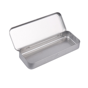 Boîte rectangulaire personnalisée en fer blanc argenté avec charnière pour crème contour des yeux 15ml, surface brillante, recyclable, pour gommes à mâcher aux herbes - Product Image 1