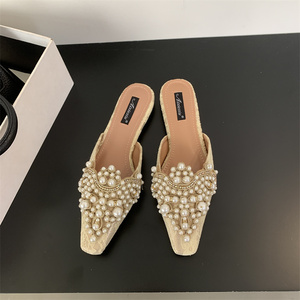 Sandalias Planas de Diseñador con Pedrería Primavera 2024, Elegantes y Casuales para Oficina, Sandalias Planas para Mujer - Product Image 2