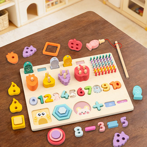 Jeu de société Montessori 5-en-1 pour enfants : Apprentissage des chiffres et des formes, empilage, pêche et <span class=keywords><strong>math</strong></span>ématiques – Jouets éducatifs pour garçons et filles - Product Image 6