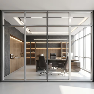 Système de cloison en verre simple pièce de 83 mm, cloison de bureau moderne en aluminium pour les écoles, les hôpitaux et les professionnels - Product Image 1