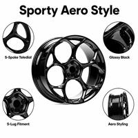 Jantes en alliage noir brillant à 5 branches compatibles avec Tesla Model S X 3 Y, fabrication directe d'usine, OEM, ODM, vente en gros, sur mesure, 18, 19, 20, 21, 22 pouces