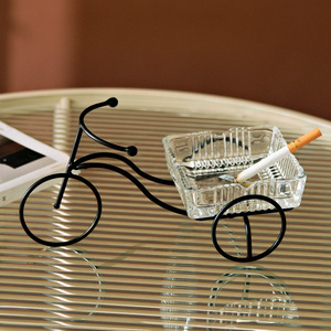 Tricycle Glass Ashtray Wrought Iron Creative Decoration For Living Room Desktop Home Office Nordic Style Irregular Shape - Product Image 4