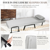 Chaise-lit convertible moderne, fauteuil inclinable, chaise de salle à manger, tissu en lin, rembourrage en éponge haute densité, pieds en métal robustes, chambre à coucher