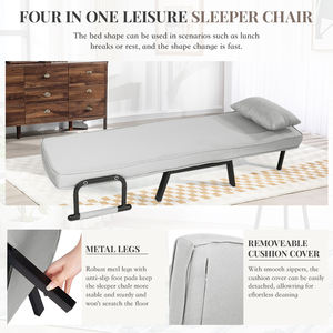 Silla Cama Plegable Moderna, Tapizada en Tela de Lino, con Esponja de Alta Densidad, Patas Metálicas Resistentes y Ecológicas - Product Image 4