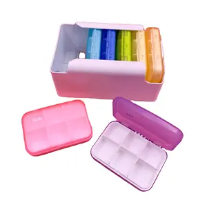 6 grilles organisateur de pilules étuis de rangement 7 couleurs support en plastique personnaliser logo maison et voyage boîte à pilules hebdomadaire