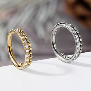 ASTM F136 titanio 16G incernierato segmento elica Conch Zirconia Hoop anello <span class=keywords><strong>Septem</strong></span> Clicker gioielli per il corpo Piercing al naso gioielli - Product Image 2