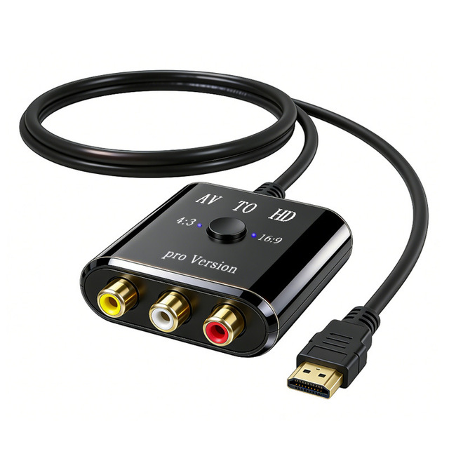 RCA to HDTV Converter Switch 1080P AV Composite Video Adapter Supports PAL/NTSC for Wii PS2 DVD VHS to HDTV or Monitor