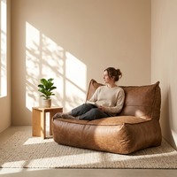 Fauteuil pouf, canapé paresseux confortable, poufs de sol gonflables remplis de mousse haute densité, pouf en mousse à mémoire de forme pour les espaces de vie