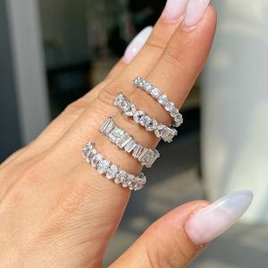 Anillo de Eternidad de Plata de Ley 925 con Rodio, Tendencia de Verano, Anillo Apilable con Circonita Cúbica Ovalada, Anillo de Amor para Mujer, para Fiesta - Product Image 2