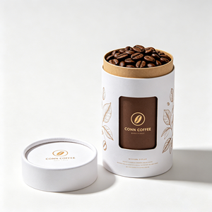 Boîte en carton cylindrique avec logo personnalisé, fenêtre transparente, tube en papier recyclable, emballage pour grains de café - Product Image 4